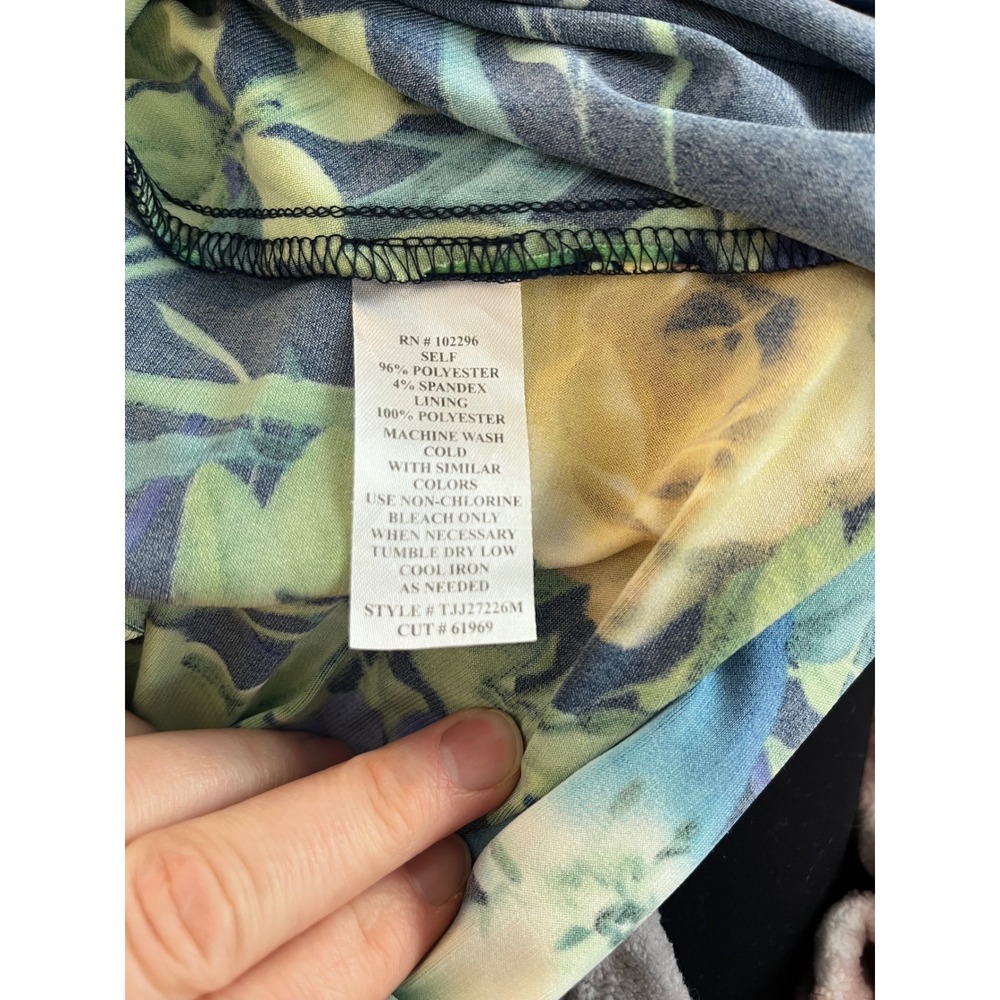 Connected Apparel Womens Floral Sheath Dress Navy Blue Ruched Sleeveless Size 14 - Picture 3 of 4